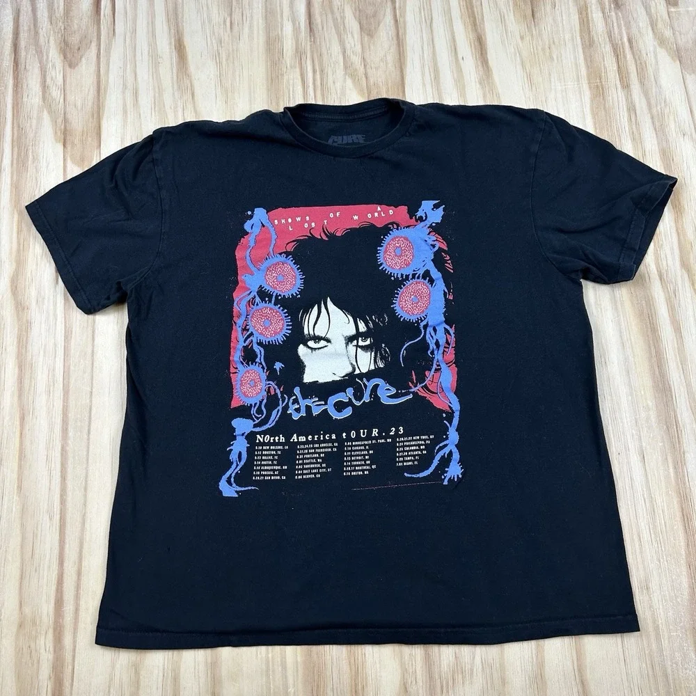 The Cure Women's XL 2023 Tour T-Shirt Black Short Sleeve Goth Alternative Band